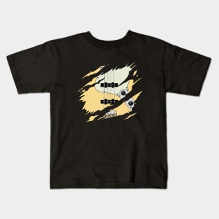 Ripped Bass Guitar J-Style Buttercream Color Kids T-Shirt